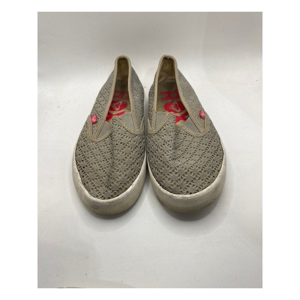 ROXY Women's Gray Ventura 2 Canvas Slip-On Perforated Casual Flat Shoes SZ 6