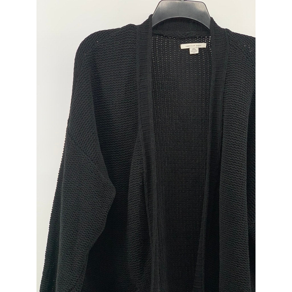 AMERICAN EAGLE Women's Black Knit Open-Front Long Sleeve Cardigan SZ XS/S