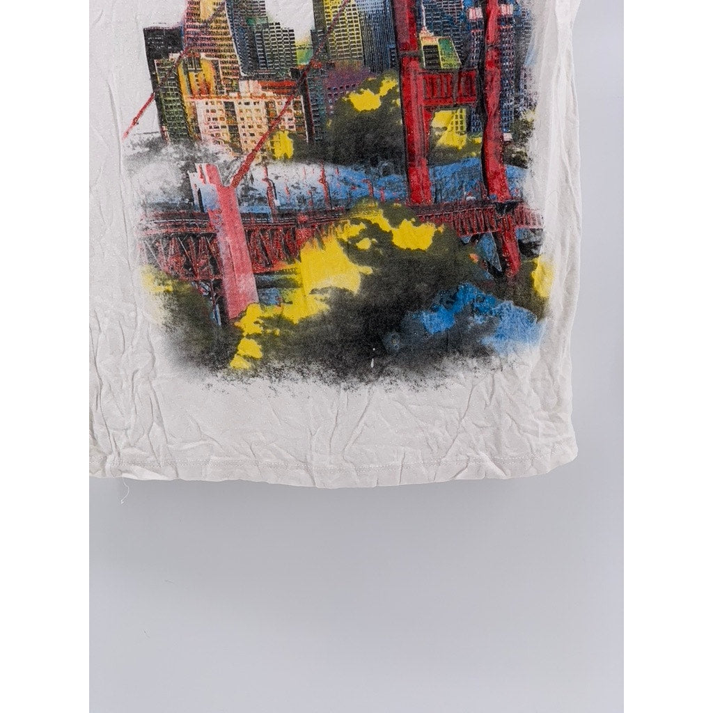 UNBRANDED Women's White San Francisco Graphic Short Sleeve Top SZ S
