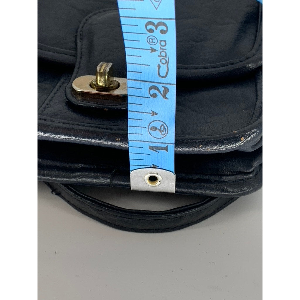 UNBRANDED Women's Dark Navy Faux-Leather Flap Crossbody Bag SZ OS