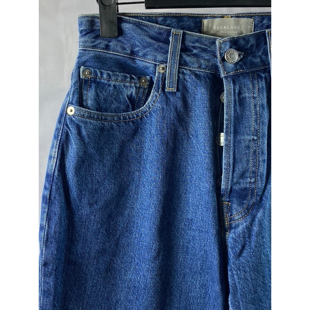 EVERLANE Women's Dark Blue Denim The Curvy 90's Cheeky Straight Ankle Jean SZ 27