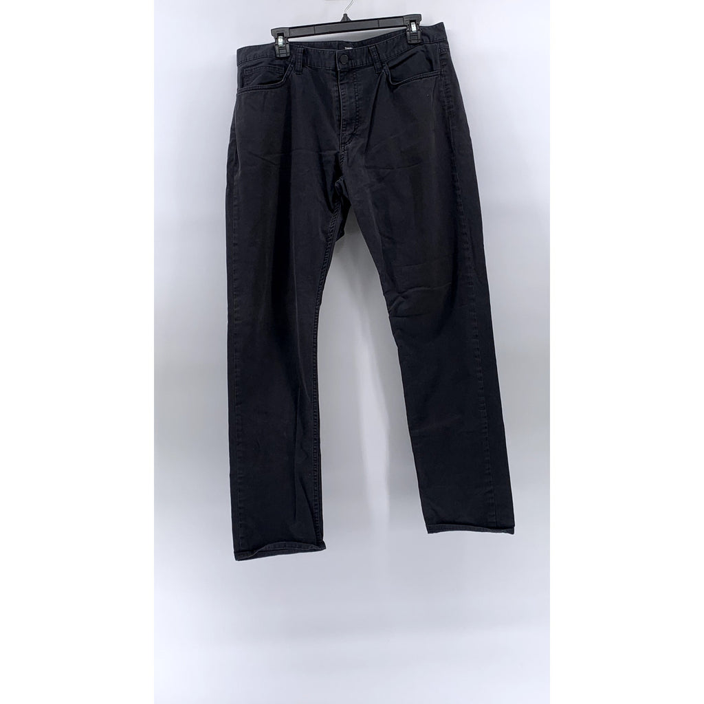 THEORY Men's Black Haydin Soft Sateen Regular-Fit Slim-Leg Pants SZ 36