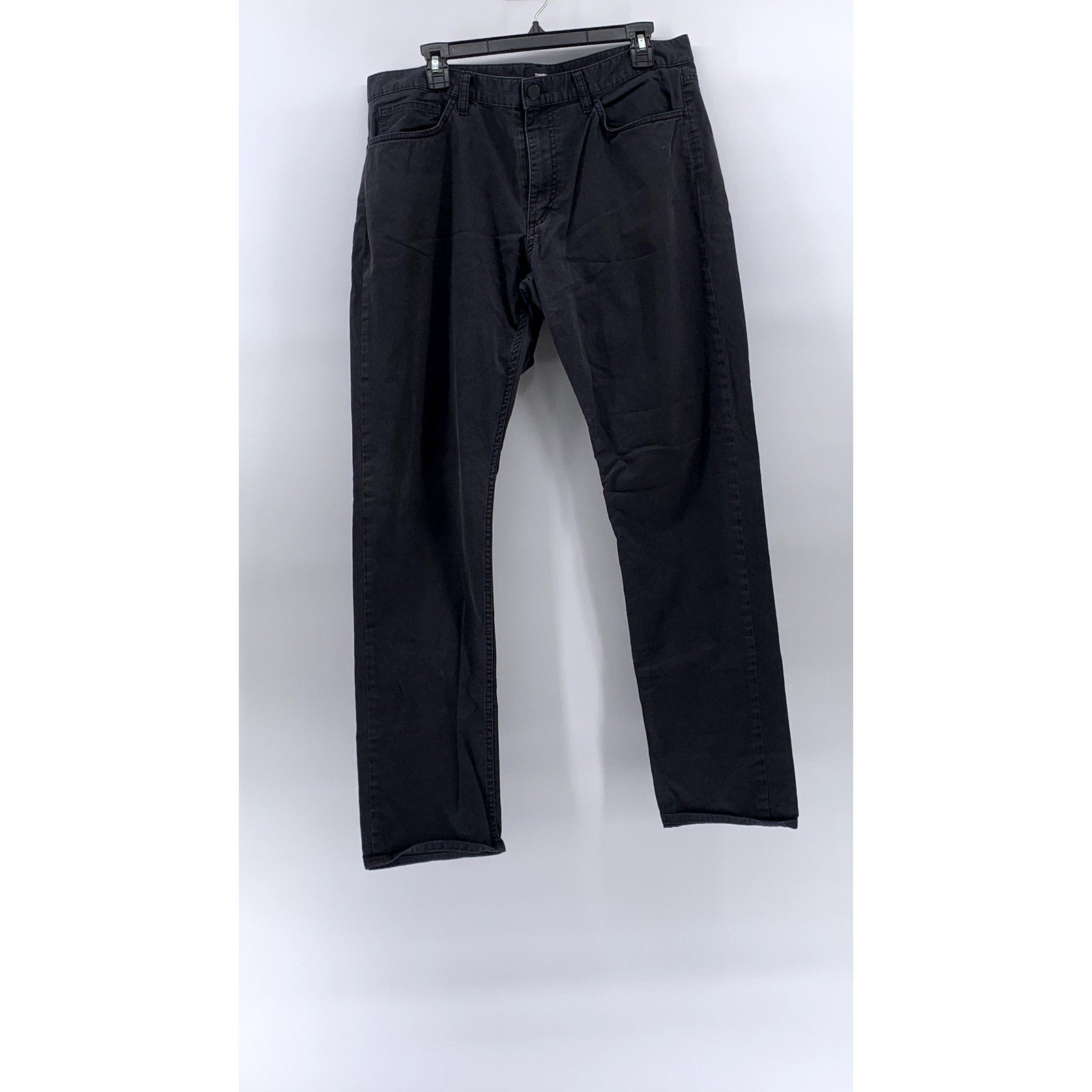 THEORY Men's Black Haydin Soft Sateen Regular-Fit Slim-Leg Pants SZ 36