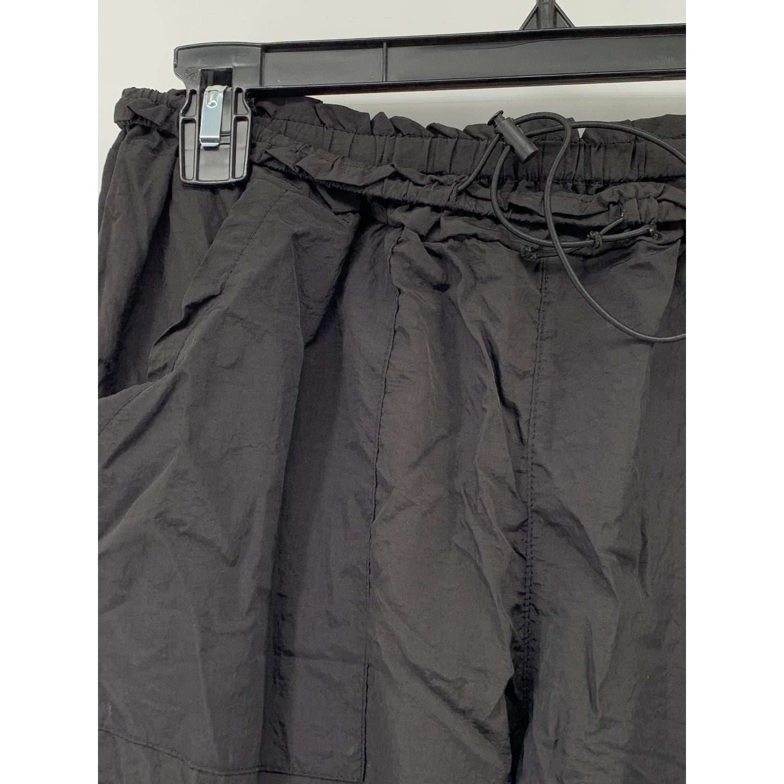 UNBRANDED Men's Black Bungee-Cord Pull-On Cargo jogger Pant SZ S
