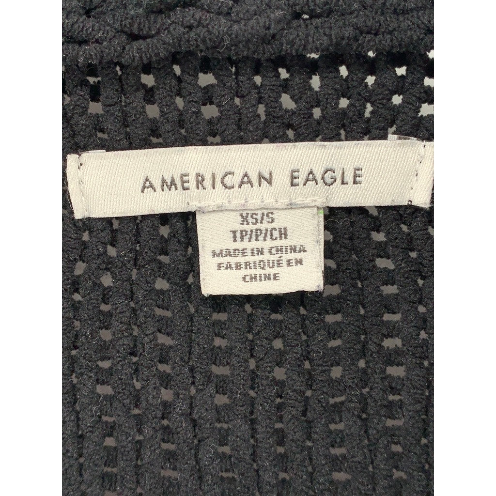 AMERICAN EAGLE Women's Black Knit Open-Front Long Sleeve Cardigan SZ XS/S