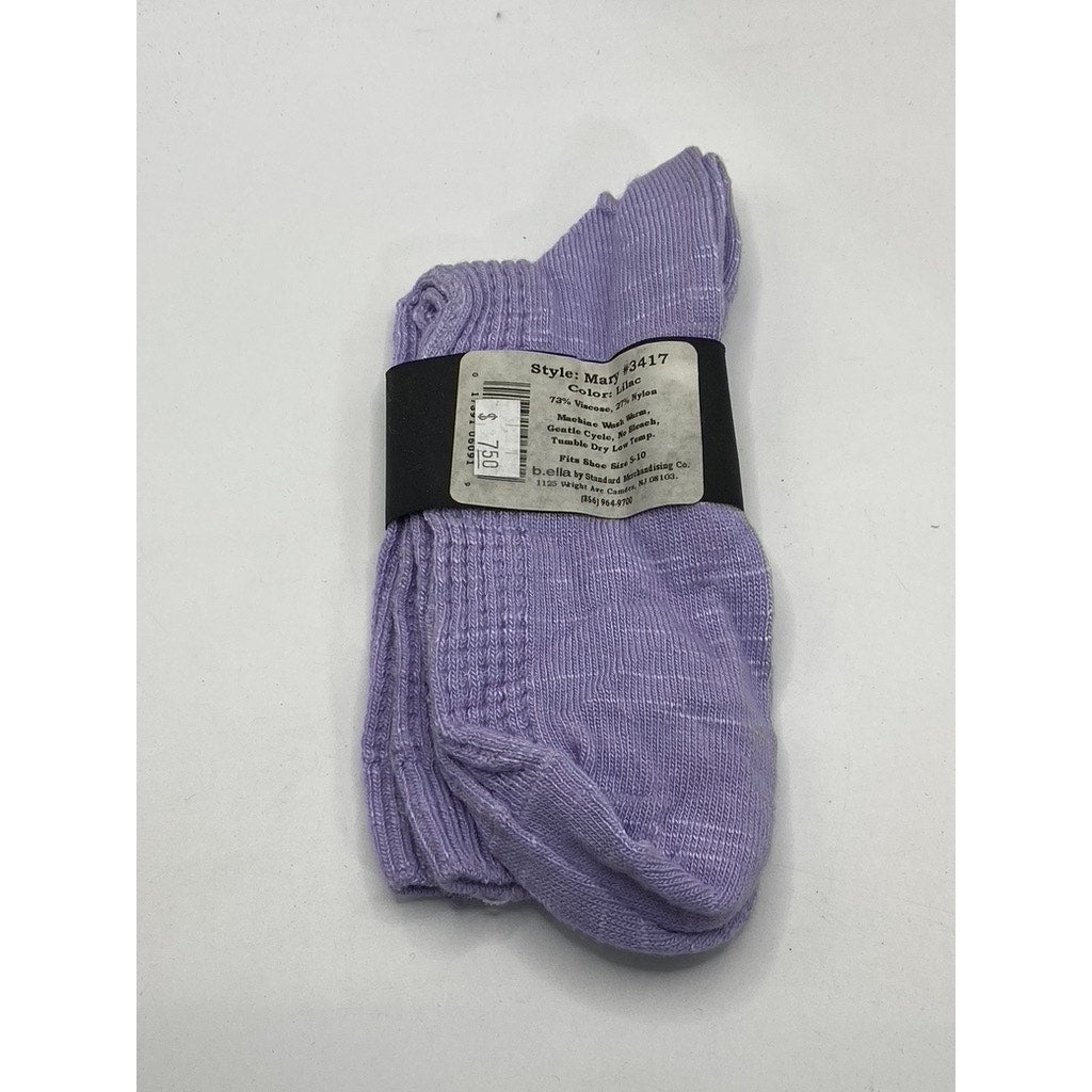 B.ELLA Women's Lilac Purple Knit Mary Crew Socks SZ OS