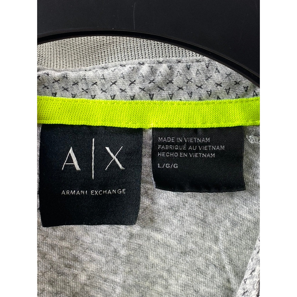 ARMANI EXCHANGE Men's Gray Micro Logo Short Sleeve Polo Shirt SZ L