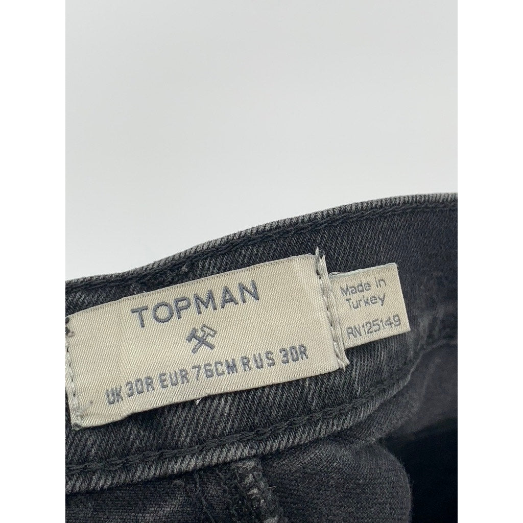 TOPMAN Men's Black Distressed Skinny Stretch Jeans SZ 30R