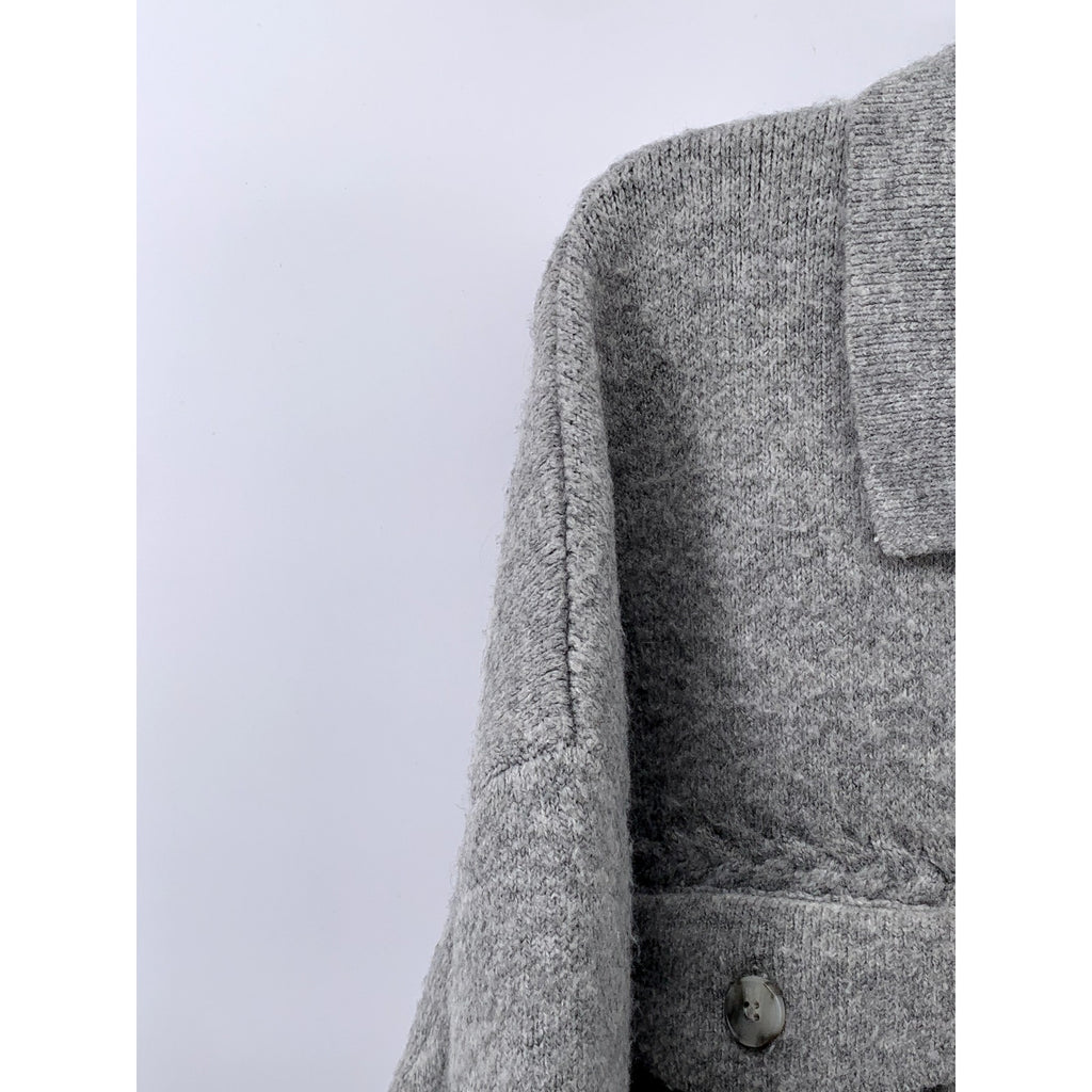 LYLA + LUXE Women's Light Heather Gray Button-Up Long Sleeve Cardigan SZ M