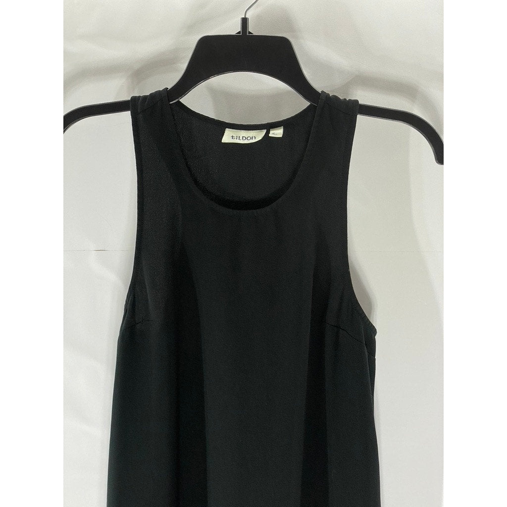 TILDON Women’s Black Solid Crewneck Shift Racerback Mini Dress SZ XS