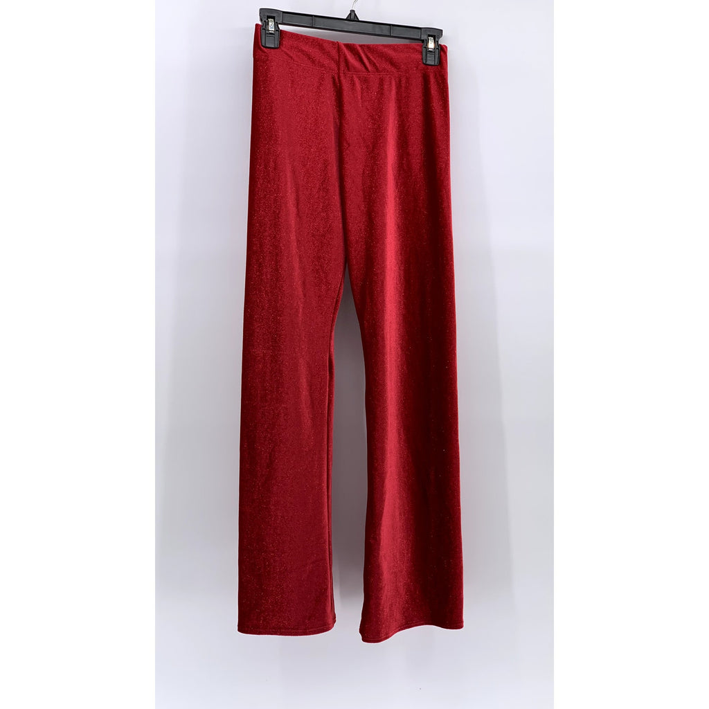 URSULA & BENJAMIN Women's Red Shimmer Pull-Up High Rise Straight Leg Pant SZ S