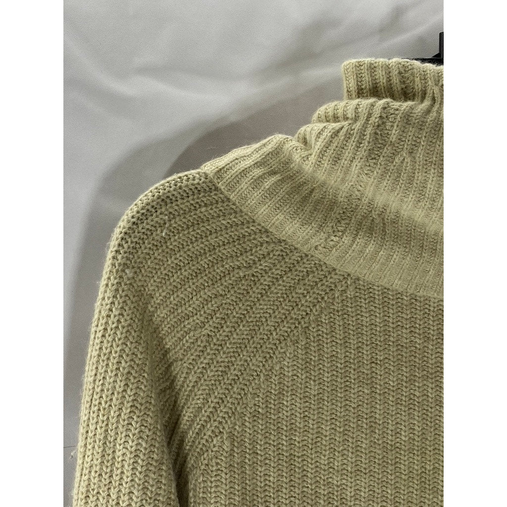 CLUB MONACO Women's Tan Knit Hi-Low Turtleneck Long Sleeve Sweater SZ M