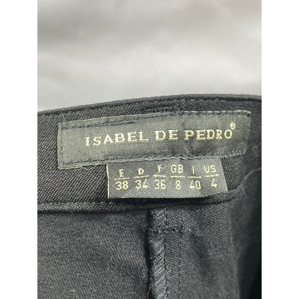 ISABEL DE PEDRO Women's Black Solid Extra Slim Leg 4-Pocket Trouser SZ 4