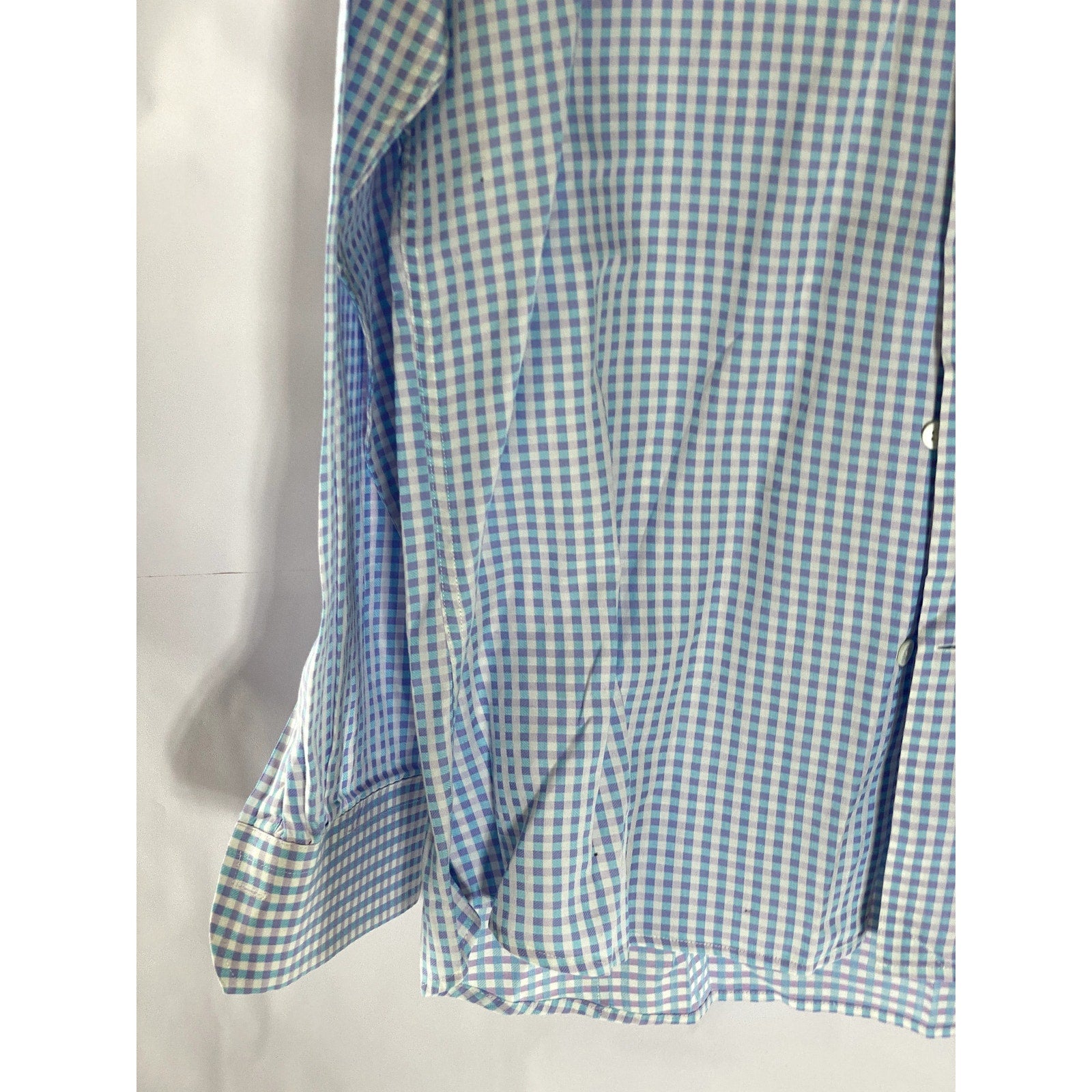 SABA Men's Light Blue/Purple Gingham Print Regular Fit Button-Up Shirt SZ M