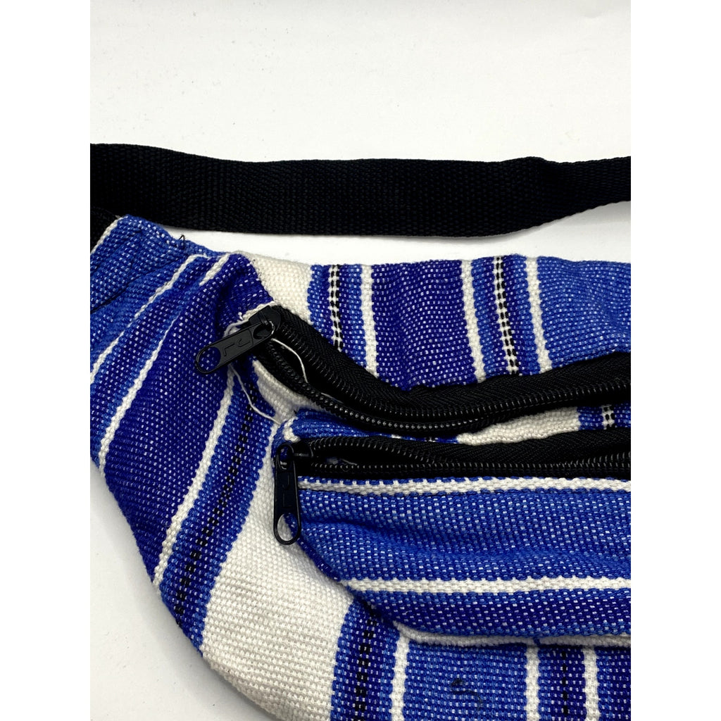 UNBRANDED Unisex Adult Blue-White Stripe Woven Lightweight Fanny Pack SZ OS