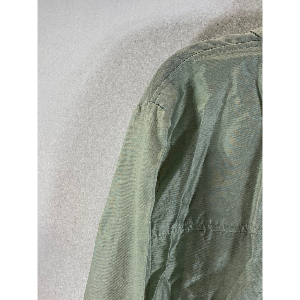 H&M Men's Green Relaxed-Fit Button-Up Long Sleeve Lightweight Collared Top SZ M