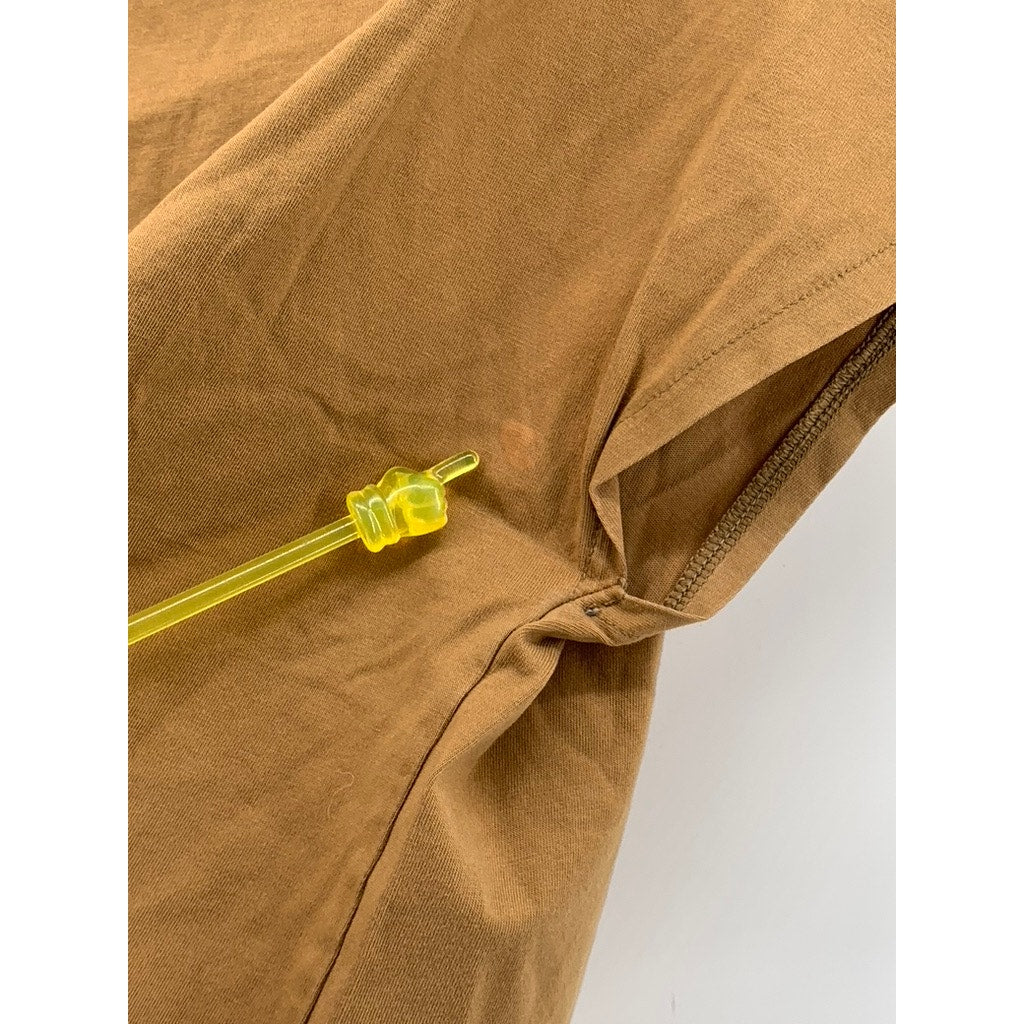 UNIQLO Women's Camel Brown Solid Crewneck Short Sleeve Oversized Crop Top SZ XS