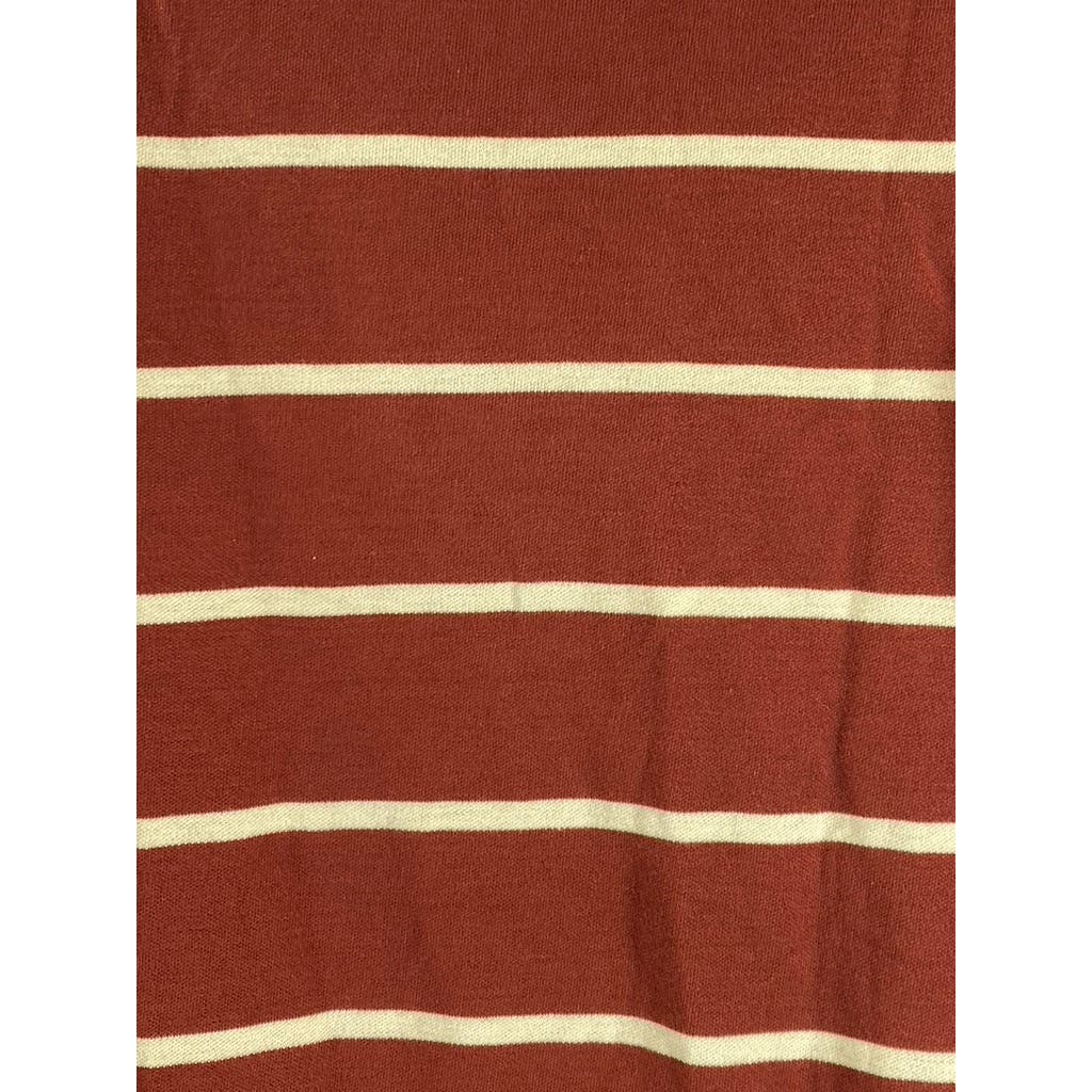 UNTUCKIT Men's Red/Yellow Julius Striped Regular-Fit Long Sleeve Polo Shirt SZ M