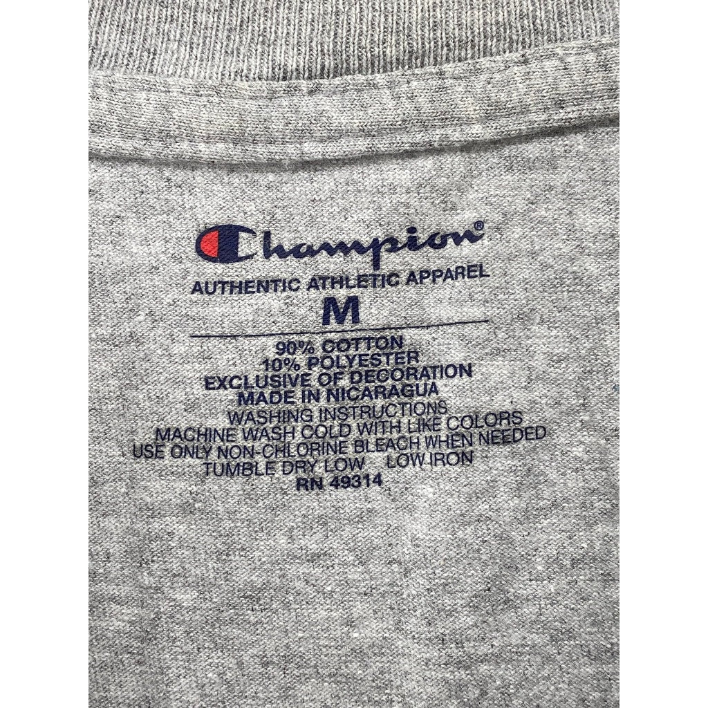 CHAMPION Men's Gray Crewneck Short Sleeve Logo Casual T-Shirt SZ M