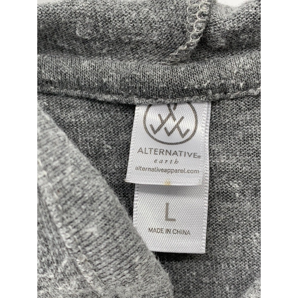 ALTERNATIVE APPAREL Men's Heather Gray Zip-Up Logo Sweater SZ L