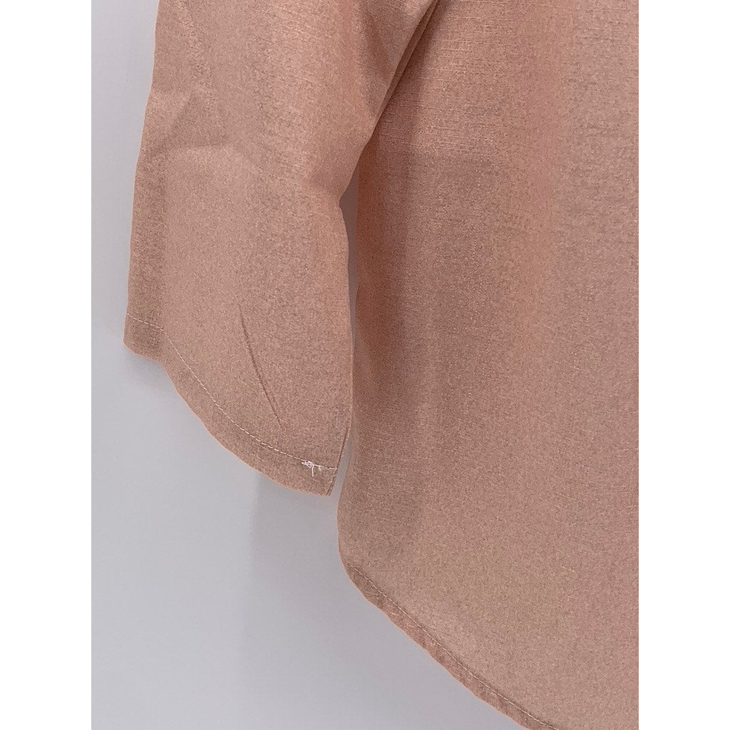 UNBRANDED Women's Salmon Pink Half-Button Long Sleeve Top SZ M