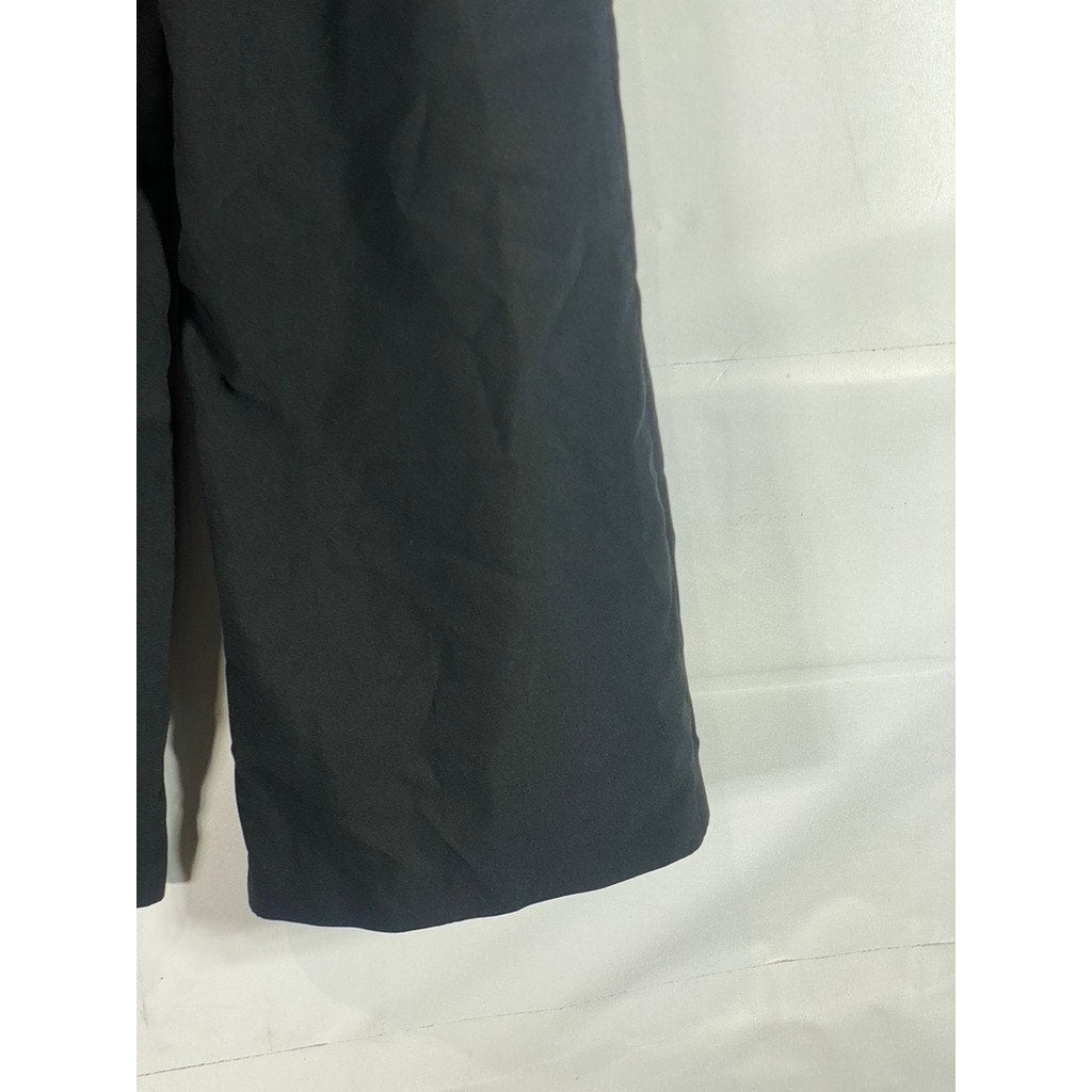 UNBRANDED Women's Black Solid Wide-Leg Lightweight Pants SZ US8