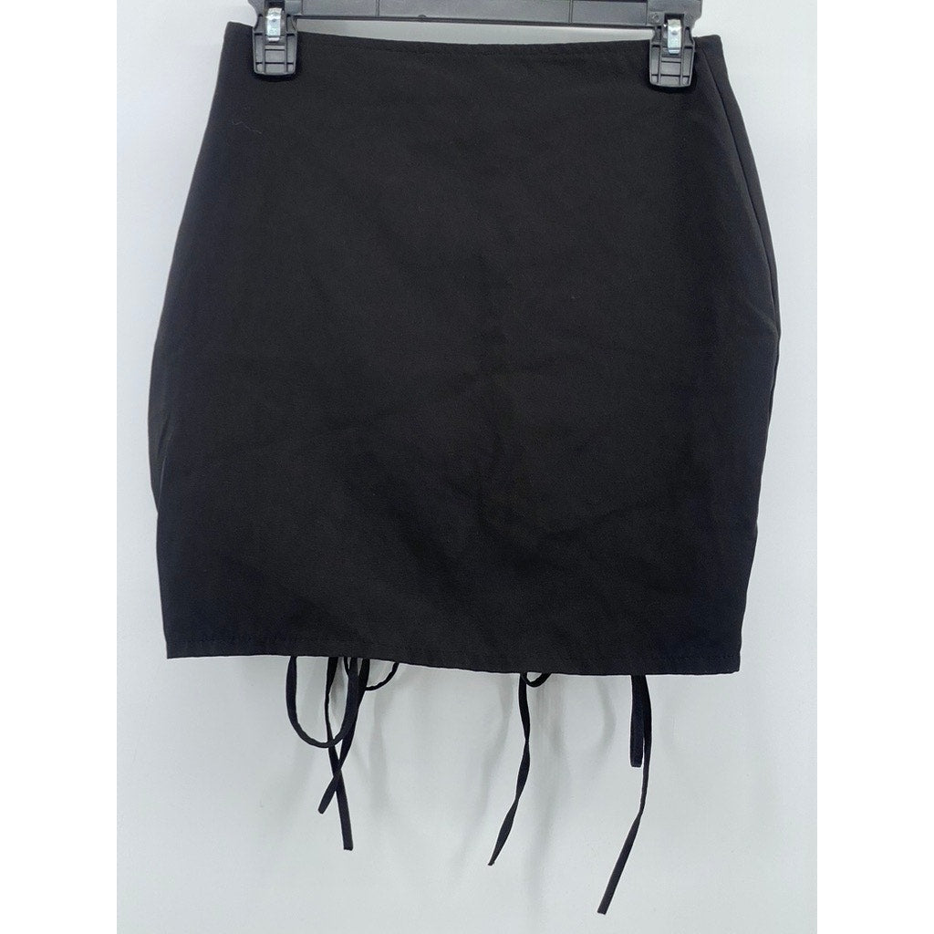 REBELLIOUS FASHION Women's Black Lace-Up Corset Mini Skirt SZ 6