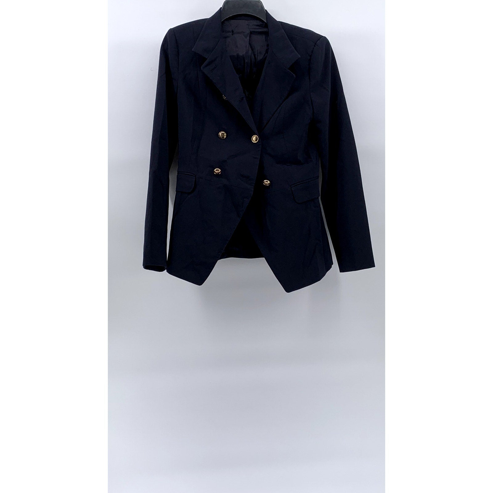 UNBRANDED Women's Navy Double Breasted Notch-Collar Long Sleeve Blazer SZ S