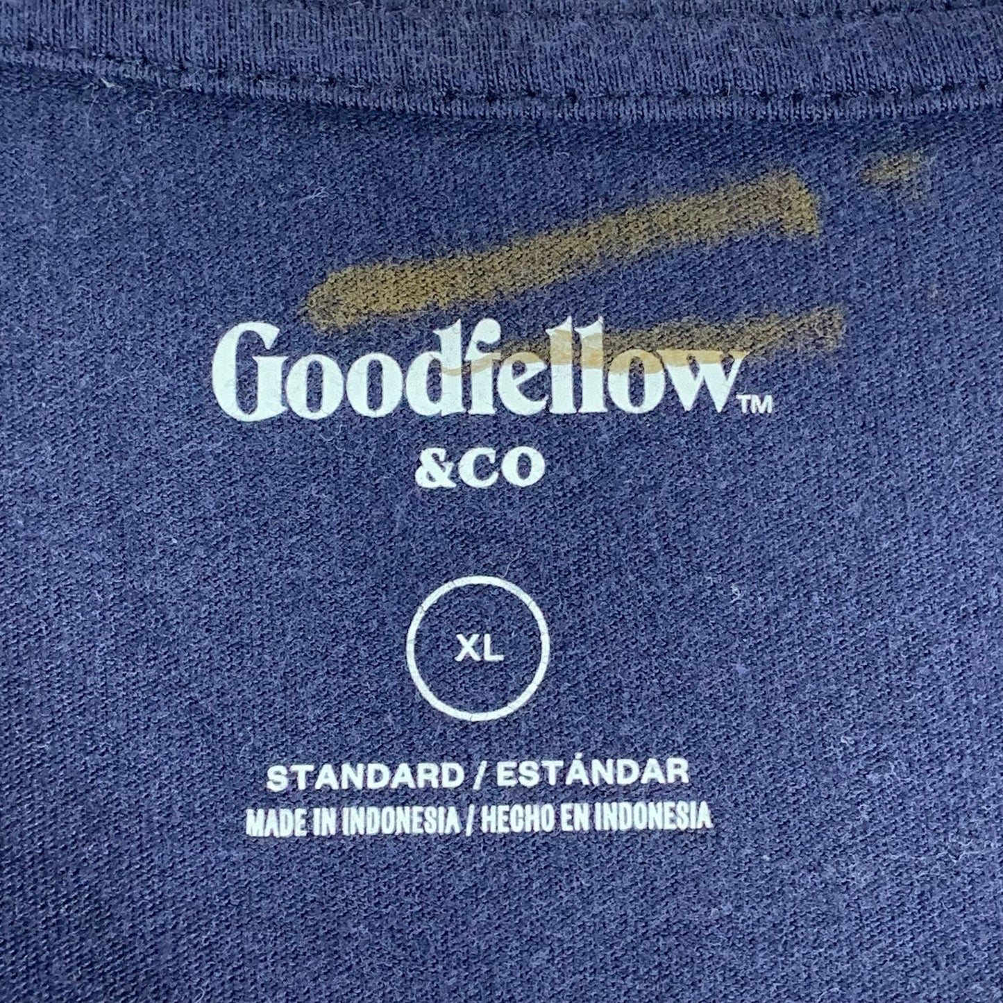 GOODFELLOW & CO Men's Navy Solid Crewneck Standard-Fit Short Sleeve Shirt XL