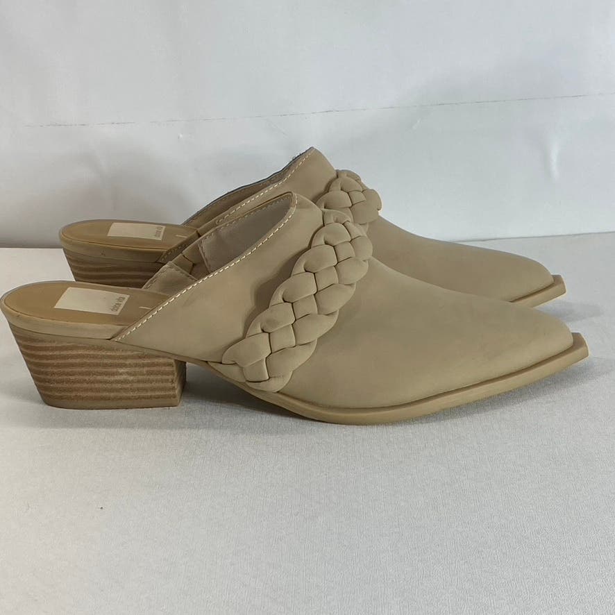 DOLCE VITA Women's Tan Eillie Western Braided Block-Heel Slip-On Mules SZ 9.5