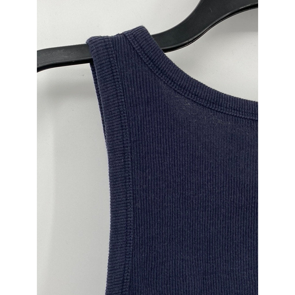 SAMSOE SAMSOE Women's Sky Captain Blue Ribbed Crewneck Alexo Tank Top SZ S