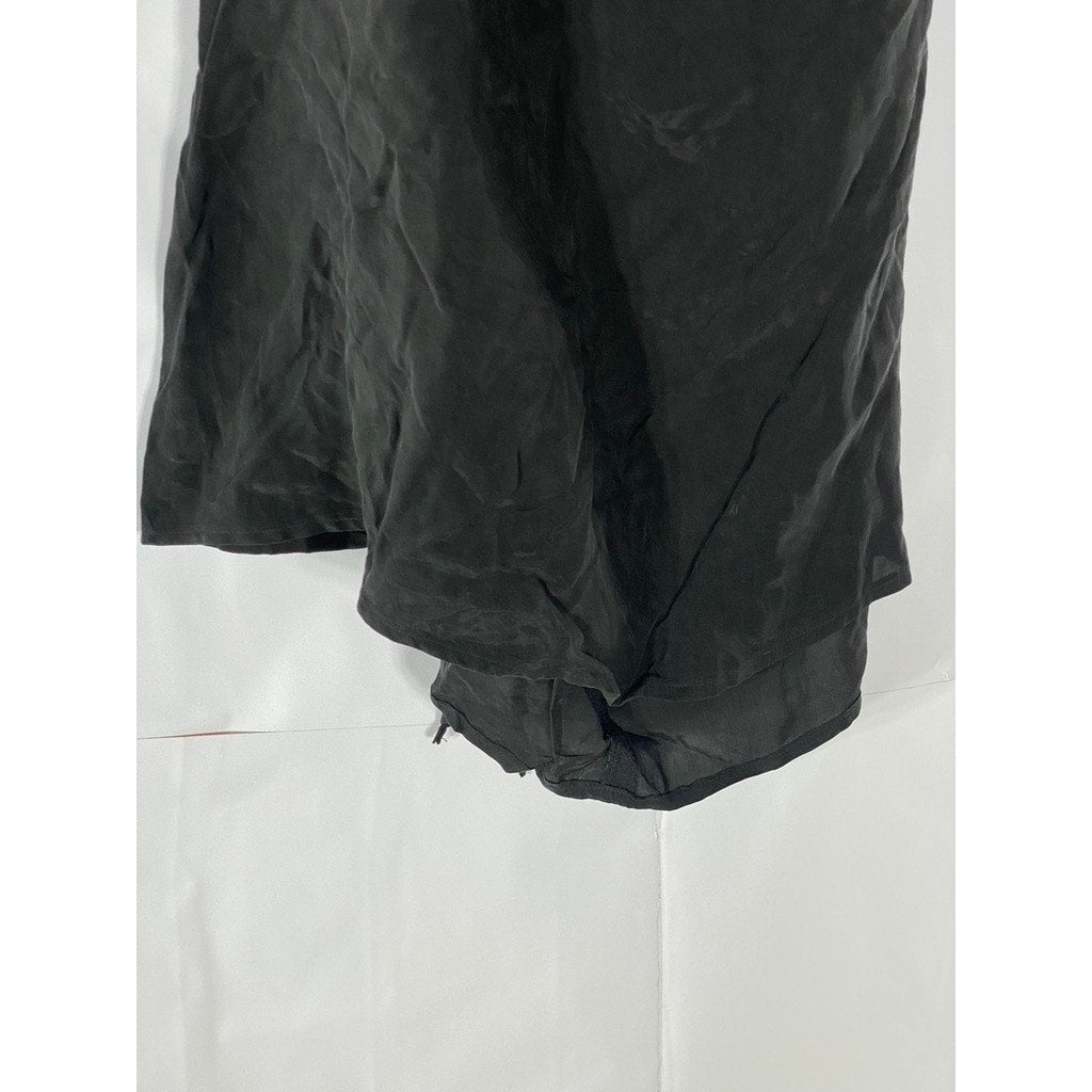 UNBRANDED Women’s Black Cowl-Neck Adjustable Straps Open-Back Mini Dress SZ M