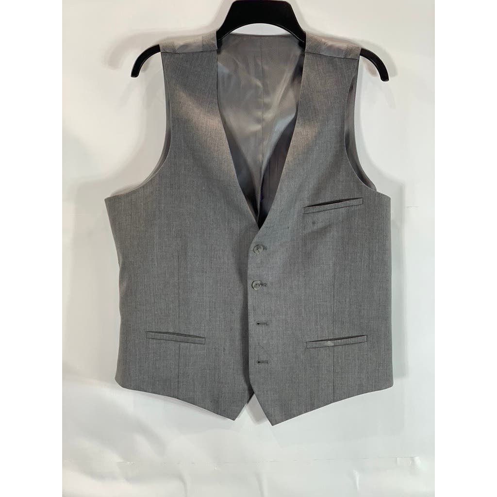 BAR III Men's Charcoal Grey Extra Slim Wool Sharkskin Suit Vest SZ 42R
