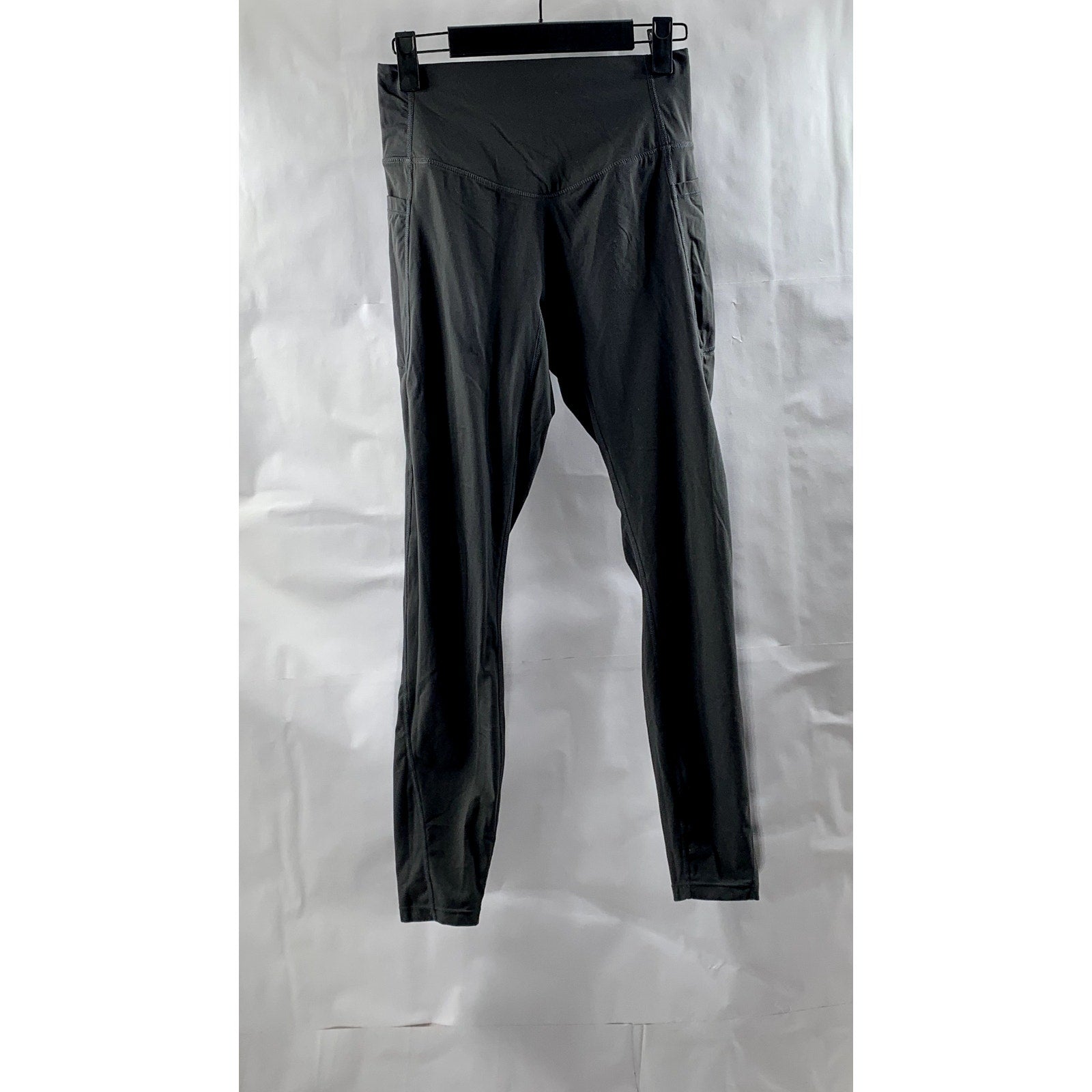 UNBRANDED Women's Gray Solid Side-Pocket High-Rise Pull-On Leggings SZ XS