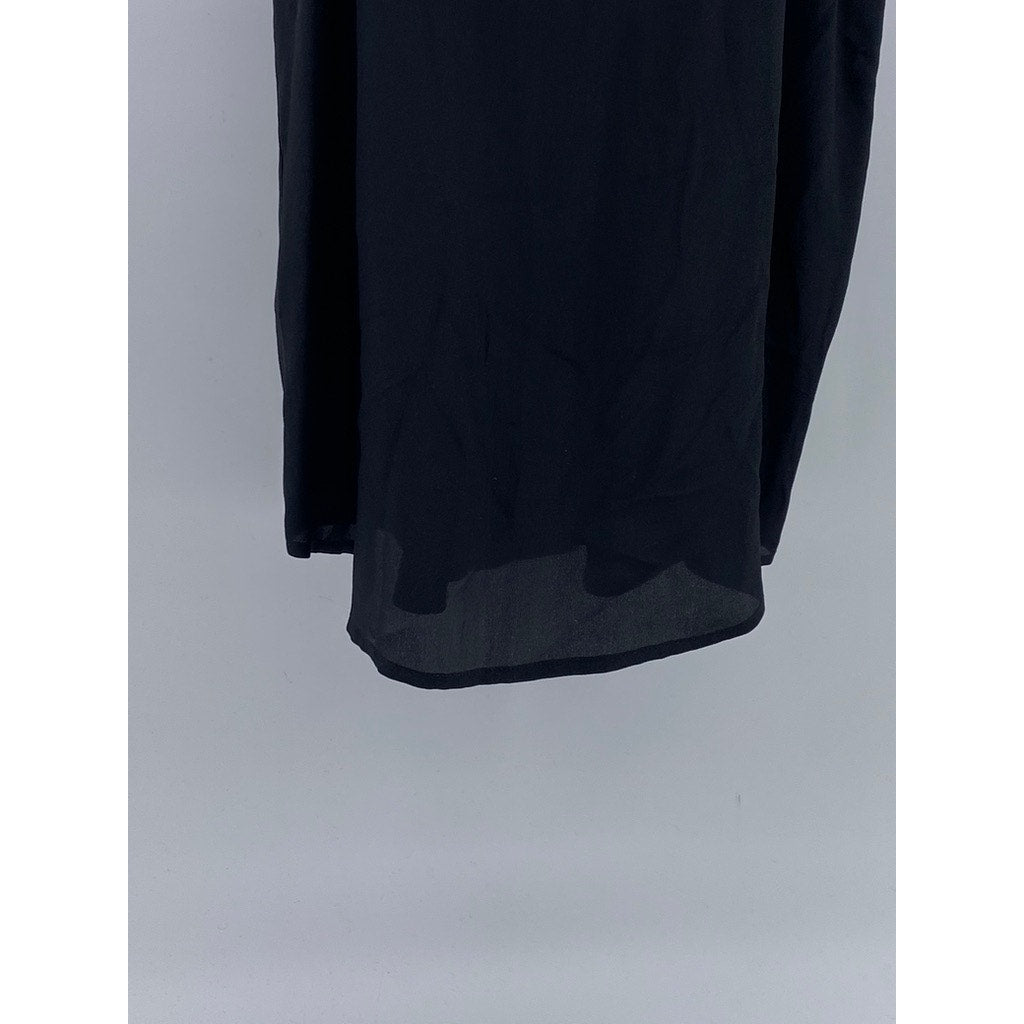CLUB MONACO Women's Black Silk Scoop-Neck Racerback Semi-Sheer Tank SZ XS