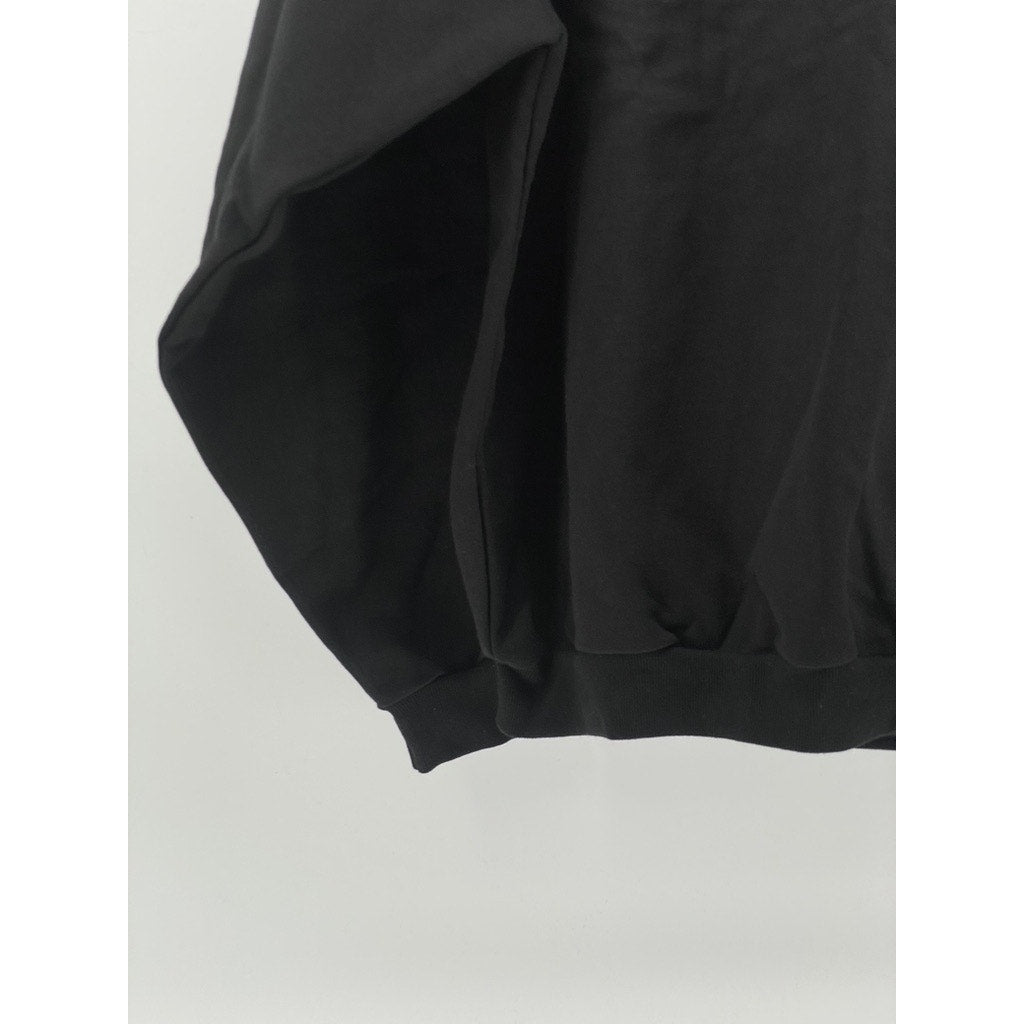 UNBRANDED Unisex Adult Black Solid Casual Pullover Hoodie SZ L