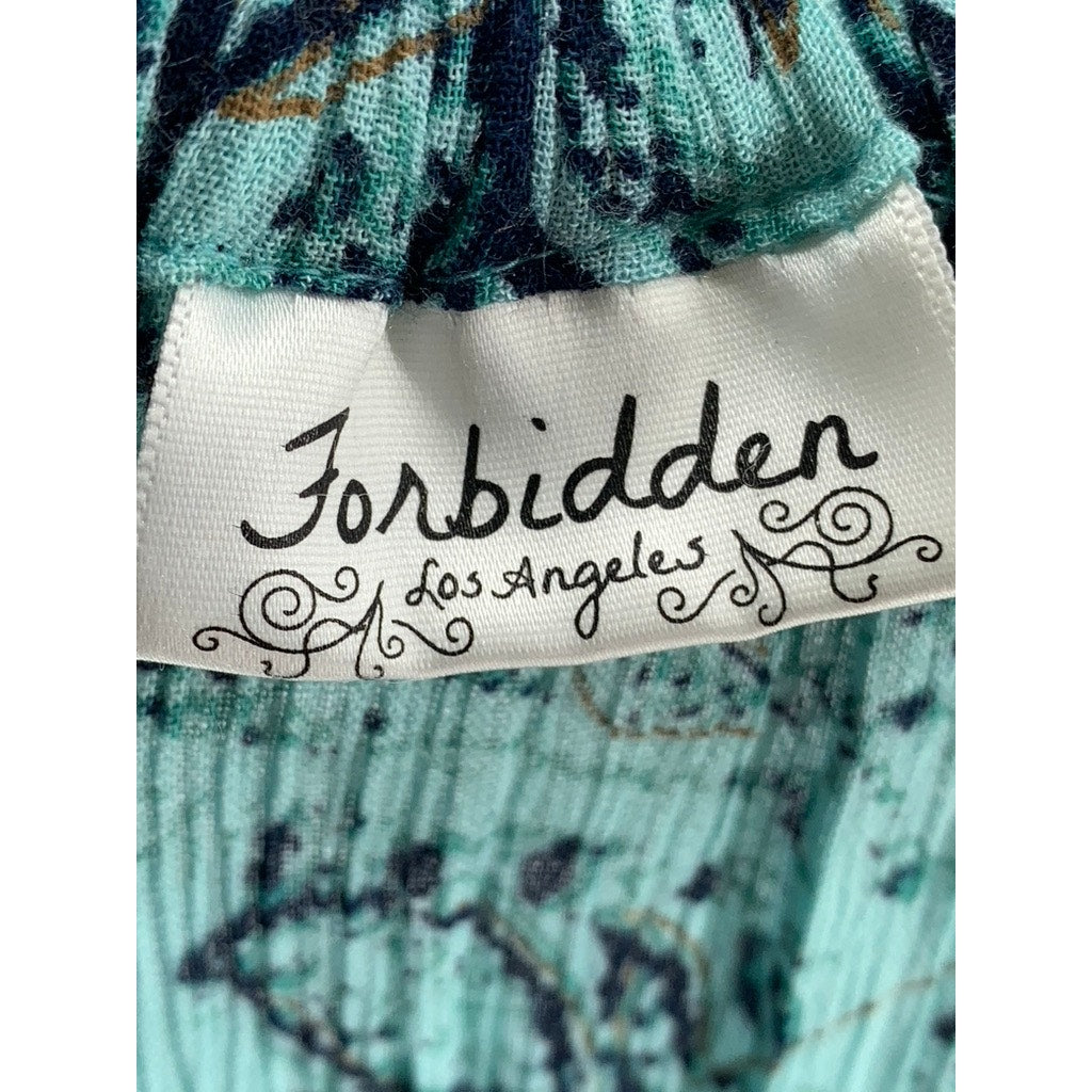 FORBIDDEN LOS ANGELES Women's Blue Ombre Printed Lace Maxi Skirt SZ XL