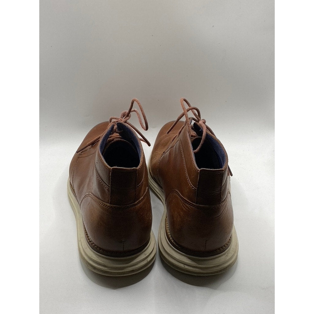 COLE HAAN Men's Cognac Leather Grand OS Waterpoof Lace-Up Chukka Boots SZ 8.5