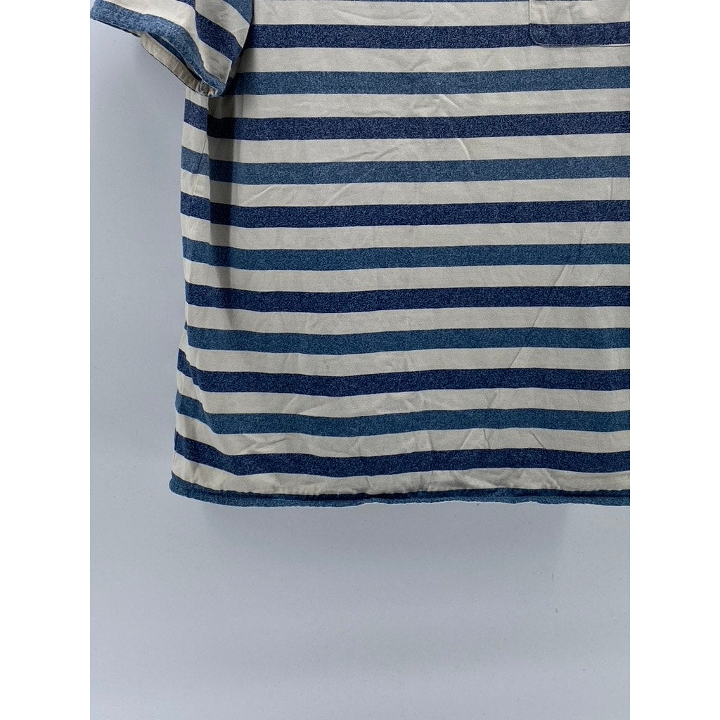 SCOTCH & SODA AMSTERDAM Men's White-Blue Striped Short Sleeve T-Shirt SZ M