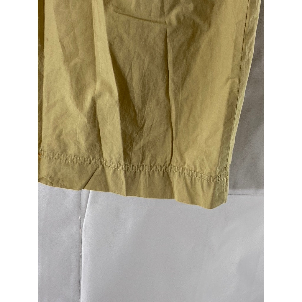 J.CREW Women's Tan Roll-Tab Elbow Sleeve Drawstring Waist Half-Button Dress SZ M