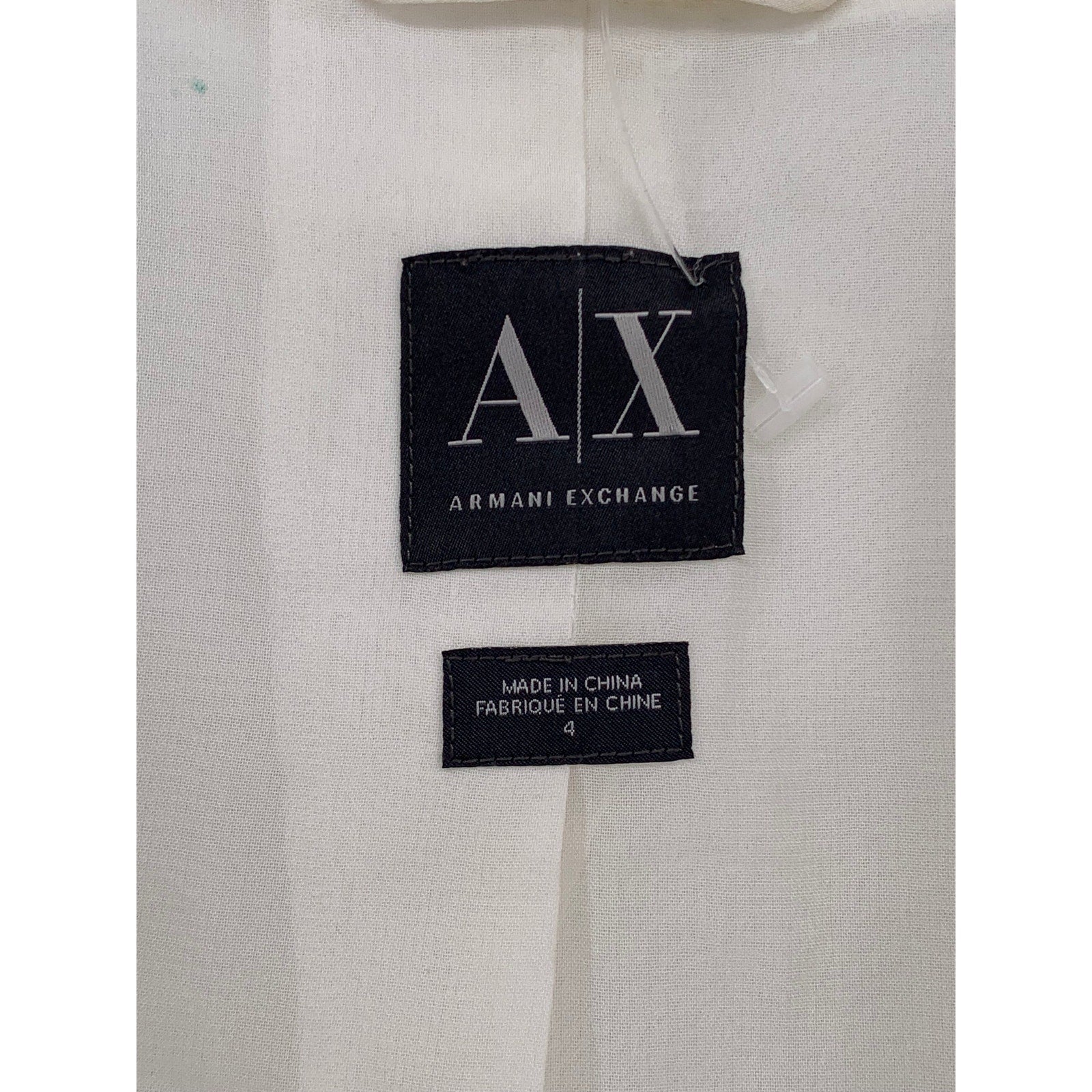 ARMANI EXCHANGE Women’s Off-White Rhinestone Long Sleeve One-Button Blazer SZ 4
