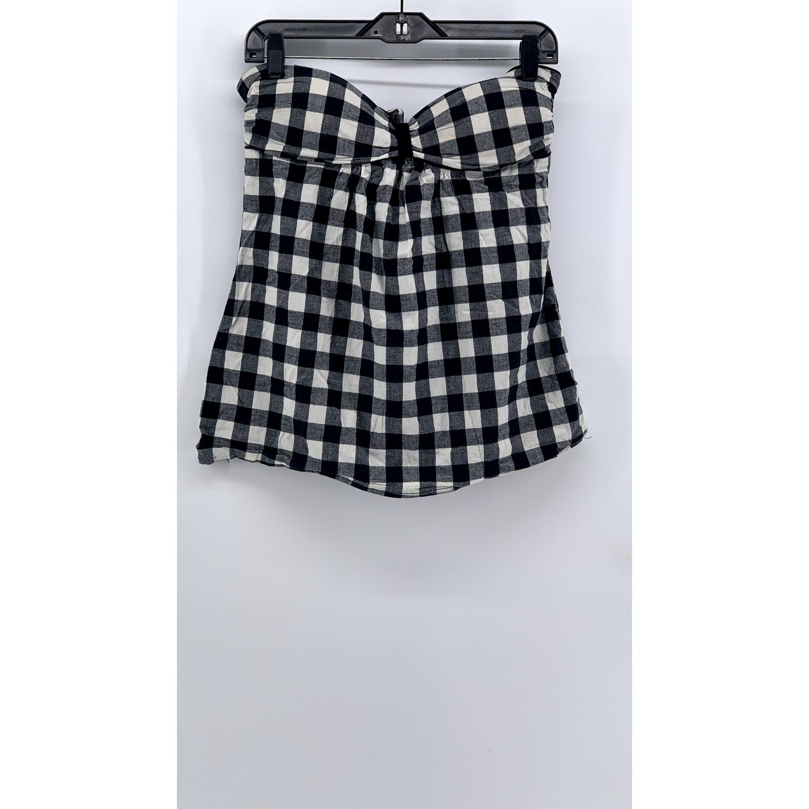 POETRY CLOTHING Women's Black-White Plaid Strapless Top SZ L