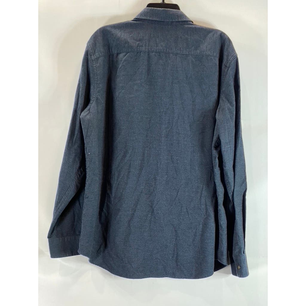 BANANA REPUBLIC Men's Mountain Blue Brushed Standard-Fit Button-Up Shirt SZ XL