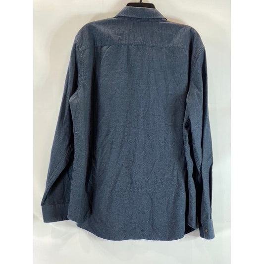 BANANA REPUBLIC Men's Mountain Blue Brushed Standard-Fit Button-Up Shirt SZ XL