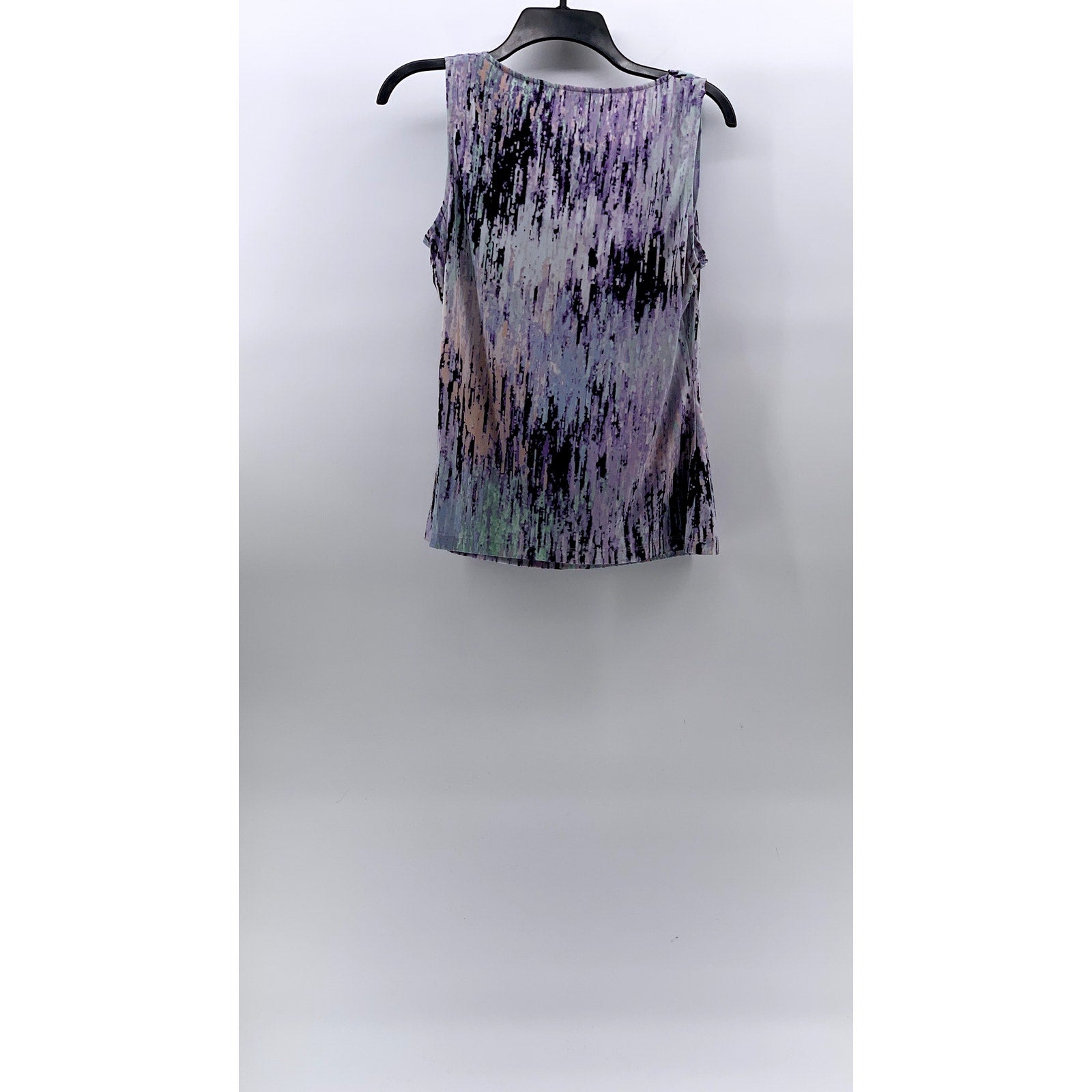 CALVIN KLEIN Women's Purple-Blue Printed Cowl Neck Sleeveless Top SZ M