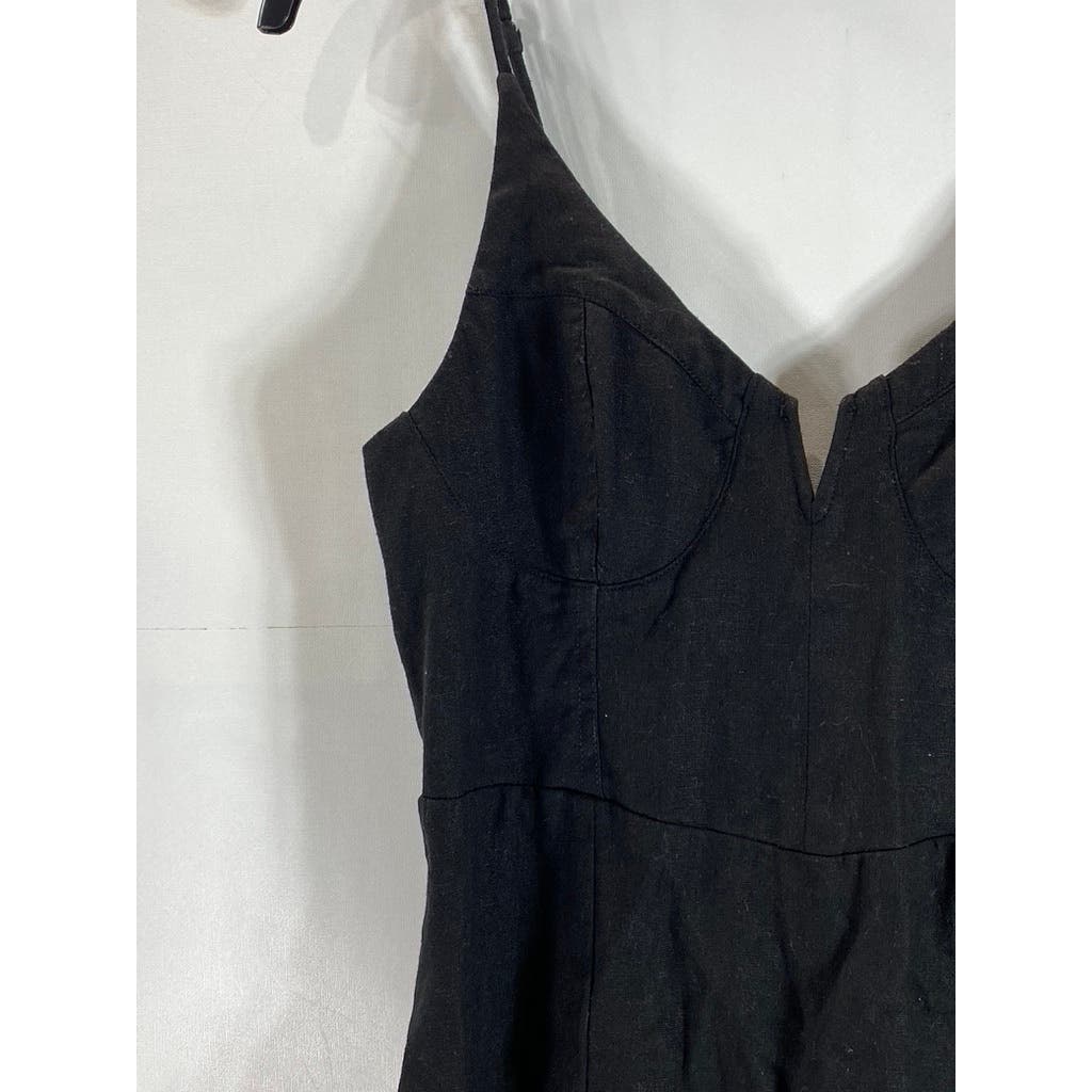 KENDALL & KYLIE Women's Black Solid V-Neck Adjustable Strap Mini Dress SZ S