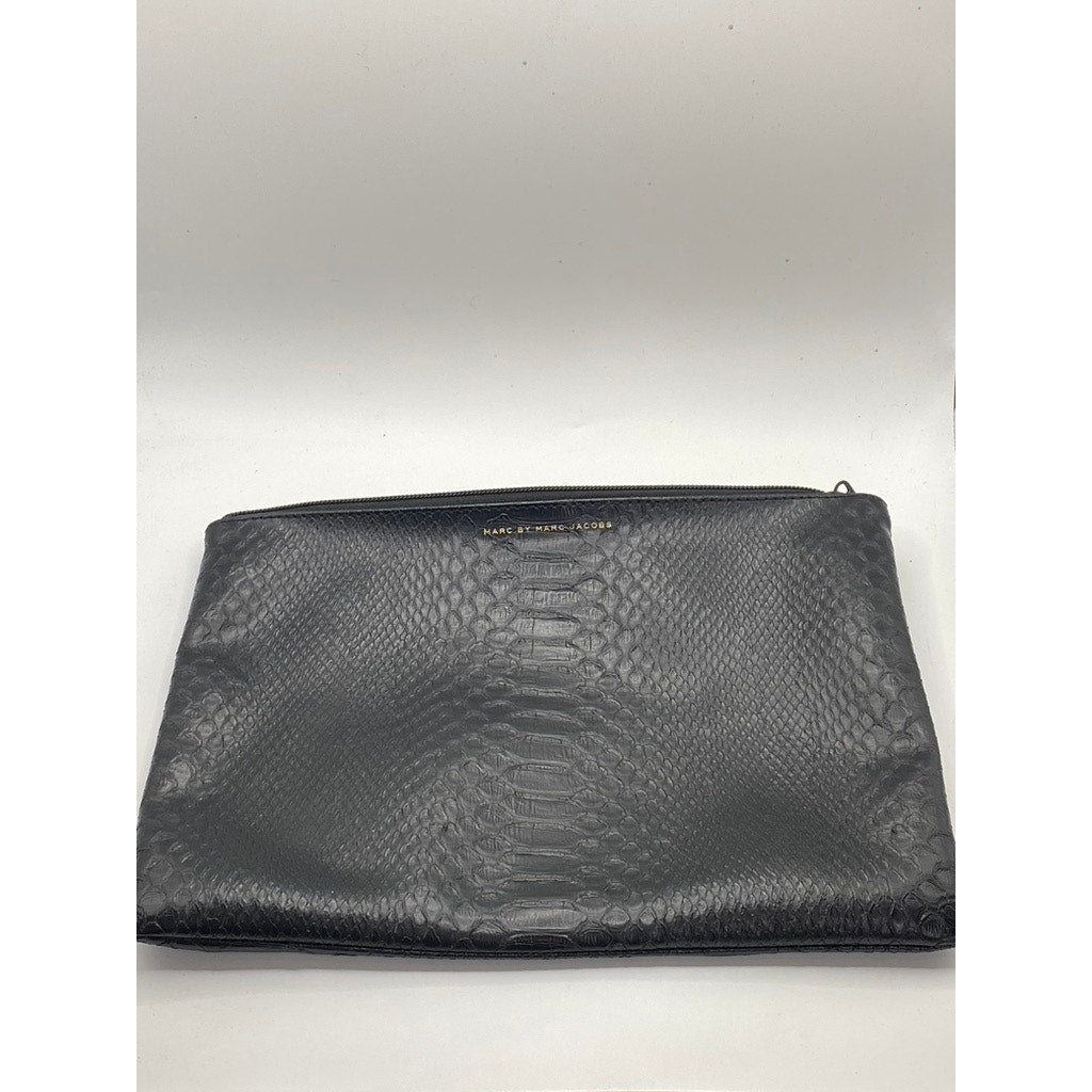 MARC BY MARC JACOBS Women’s Black Leather Snake-Skin Zipper Clutch SZ OS