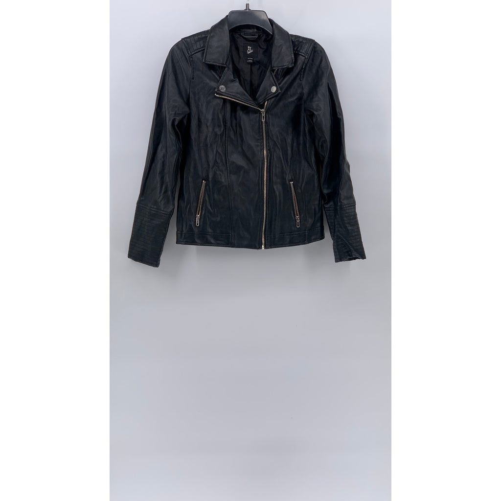 ART CLASS Girls’ Black Faux Leather Zip-Up Long Sleeve Moto Jacket SZ XL(14-16)