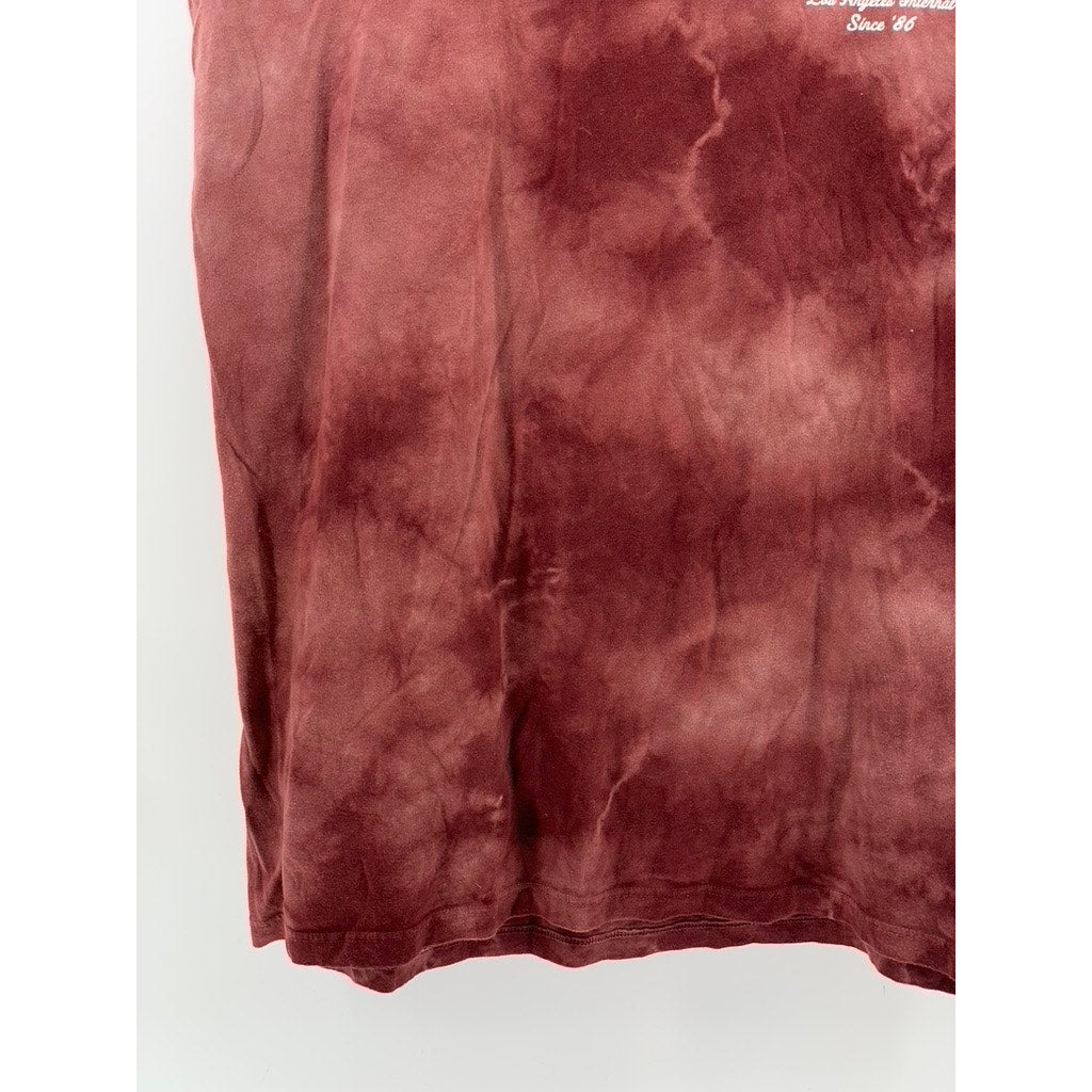 YOUNG & RECKLESS Men's Red Tie-Dye Crewneck Cut-Off Sleeveless Shirt SZ L