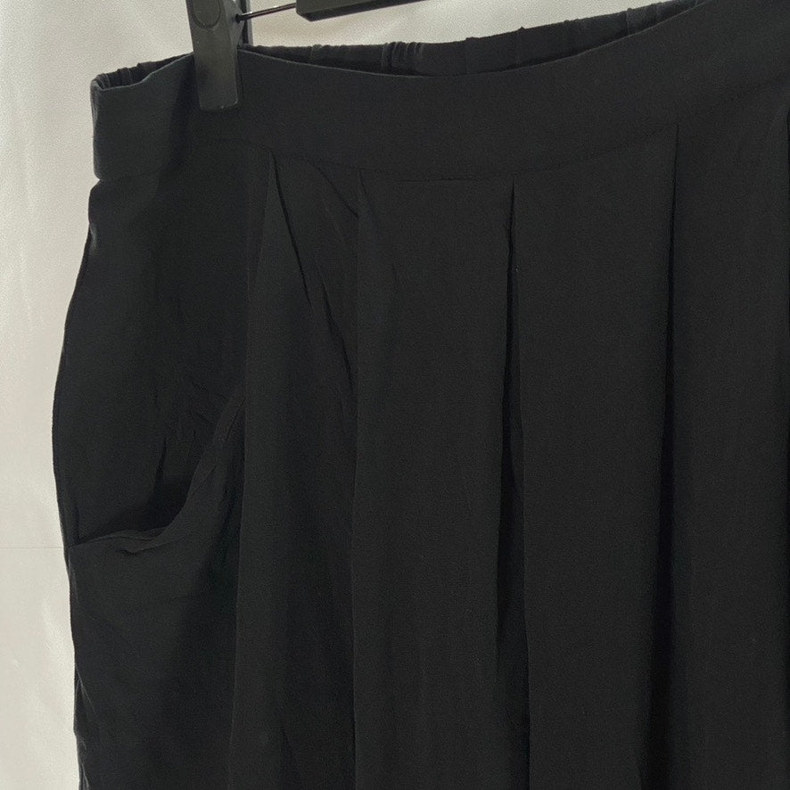 EILEEN FISHER Women's Black Solid Silk Pleated Pull-On Ankle Pant SZ S